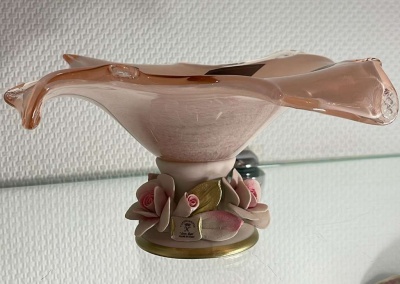 Фруктовница Д-  В- пудрово-розовая (муранское стекло) White Crystal  Италия 66872_9709309