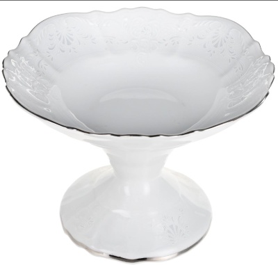 3633 Бернадотт Конфетница (салатник) на ножке 19 см Платиновая полоса Thun  Чехия 64905_9709210
