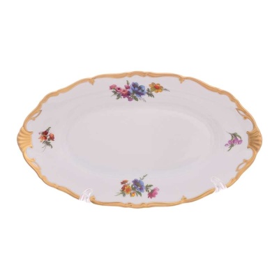 МБ Блюдо овальное 26см Мейсенский букет Квинс Корона (Queens Crown) - Чехия 60657_9709194