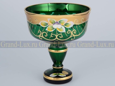 Конфетница 13 см Зеленая  (ЛЕПКА) Star Crystal 6444/13 Z Богемия Чехия 23650_9703311