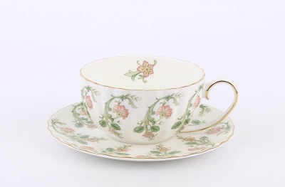 Н 1010011 Магнолия Персия н-р 370мл чашка чайная с блюдцем 1/2 Классик (зол.лента) HATORI (Freydis)