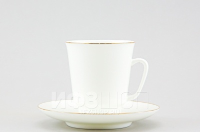 Чашка с блюдцем кофейная 160 мл ф. Майская рис. Золотой кантик костян.фарф. 81.13733.00.1 ЛФЗ_160061