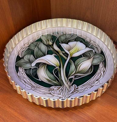 Поднос 35 см (эпоксидная смола) серебро Турция_5200223