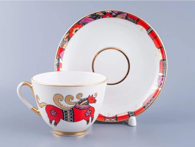 Чайная пара 250 мл ф. Весенняя рис. Красный конь  81.15308.00.1 ИФЗ_1600794