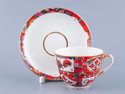 Чайная пара 250 мл ф. Весенняя рис. Красный конь  81.15308.00.1 ИФЗ_1600794