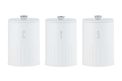 Набор: 3 банки д/сыпучих продуктов h17см,1.35л (белый) 