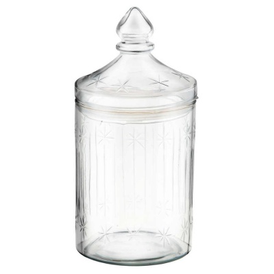 Ваза (стекло), D13xH24 см, с крышкой, (H-24, D-13, Прозрачный)_4600342