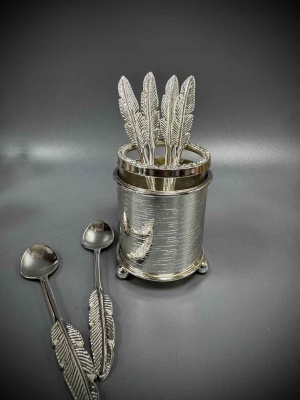 Набор ложек на подставке , 5.5*7.8*12 серебро, (6 шт) 63686_9709463