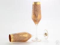 Свадебный набор из 2-х бокалов для шампанского  Лепка золотая Богемия Чехия 37994_9707501